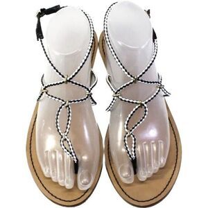 J. Crew Strappy Sandals Black White Women's Size 8